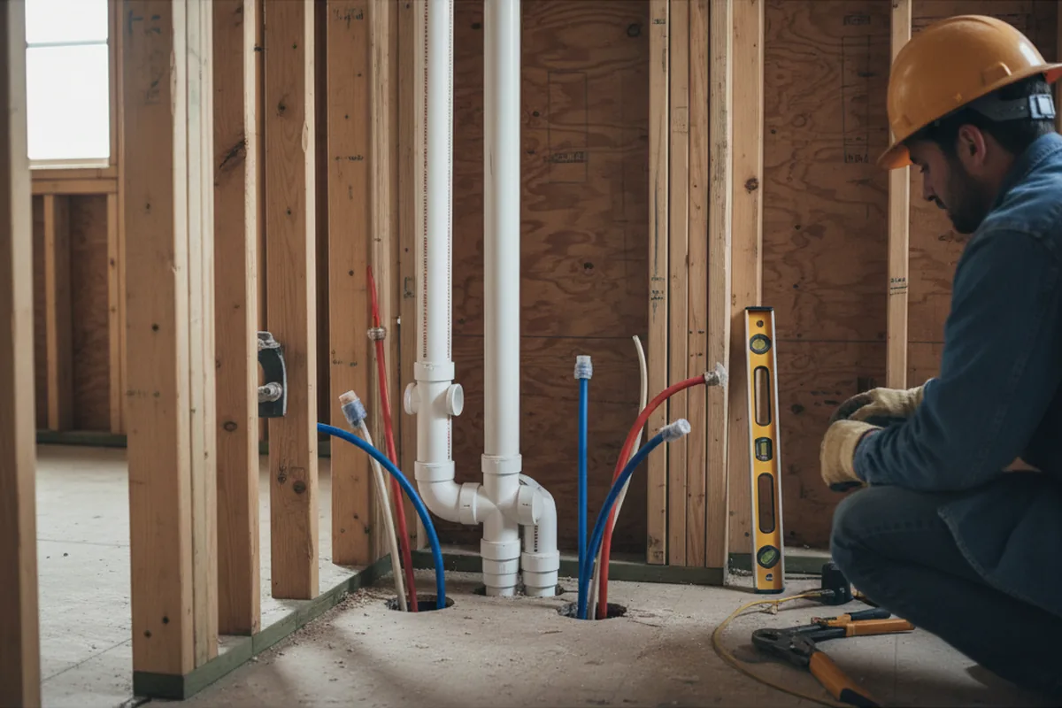 Drain and supply rough-in during Leak Detection in Grandview